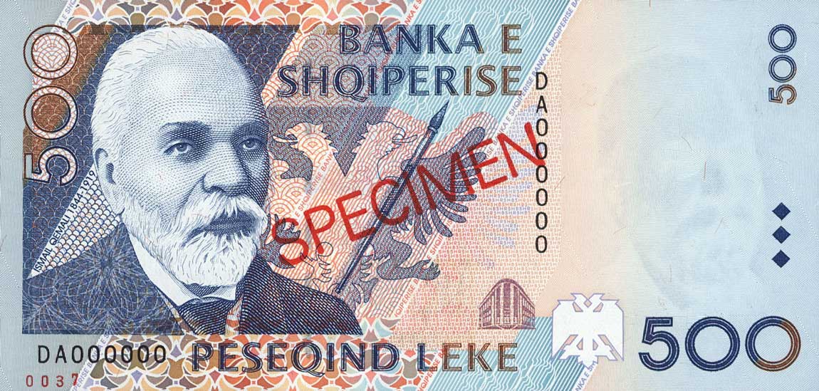 Front of Albania p64s: 500 Leke from 1996