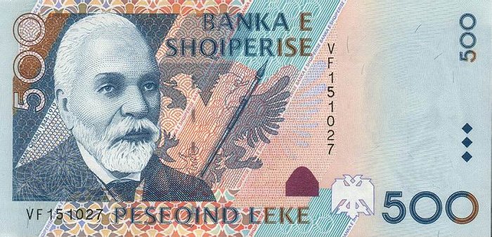 Front of Albania p68a: 500 Leke from 2001