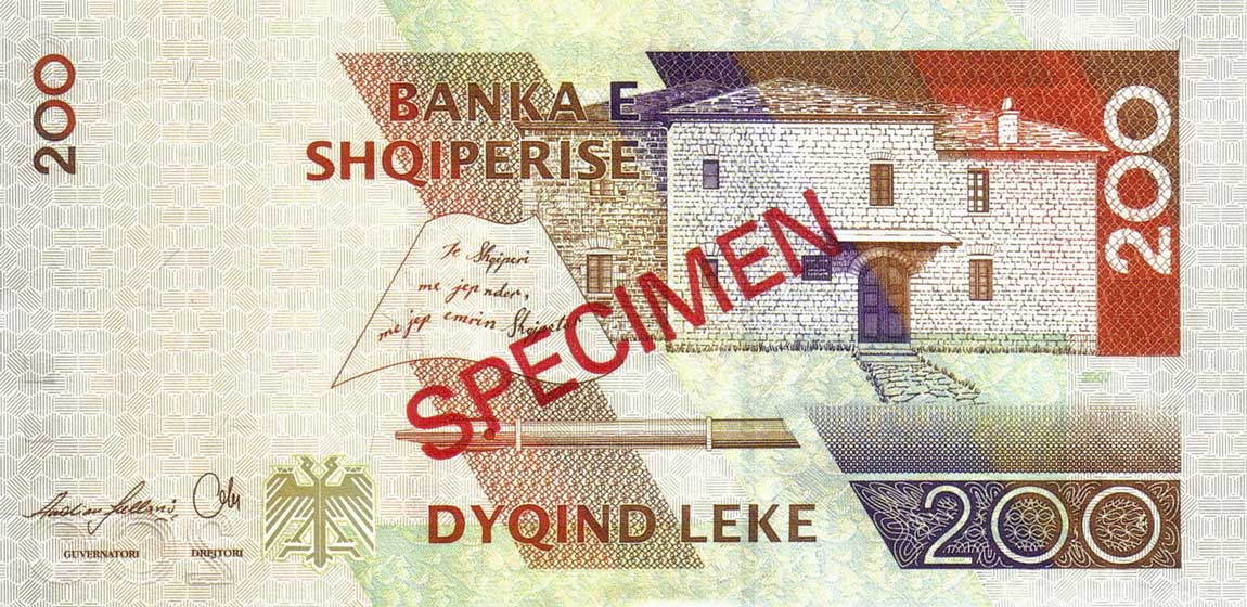 Back of Albania p71s: 200 Leke from 2007