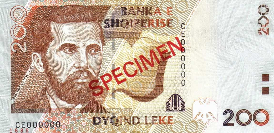 Front of Albania p71s: 200 Leke from 2007