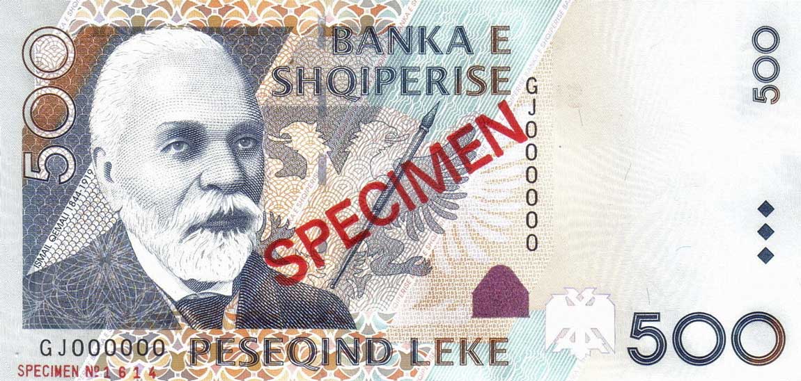 Front of Albania p72s: 500 Leke from 2007