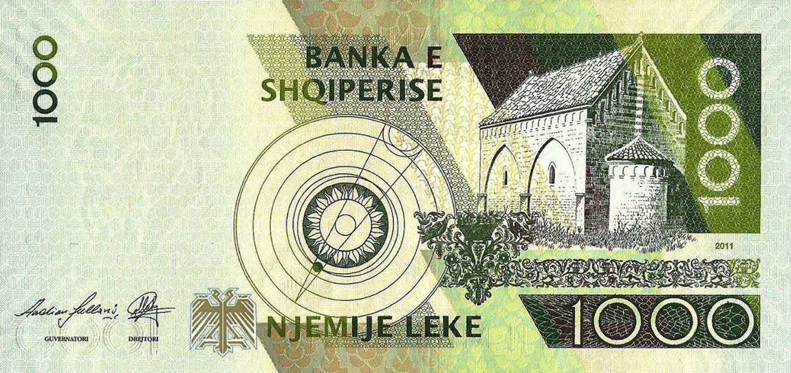 Back of Albania p73b: 1000 Leke from 2011