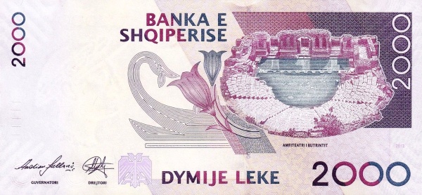 Back of Albania p74b: 2000 Leke from 2012