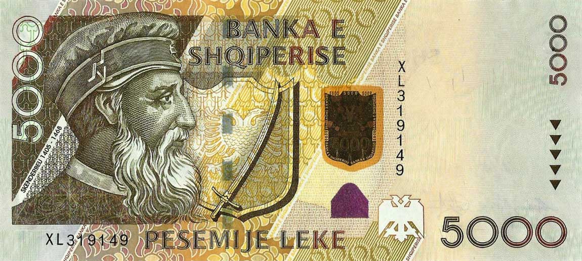 Front of Albania p75b: 5000 Leke from 2013