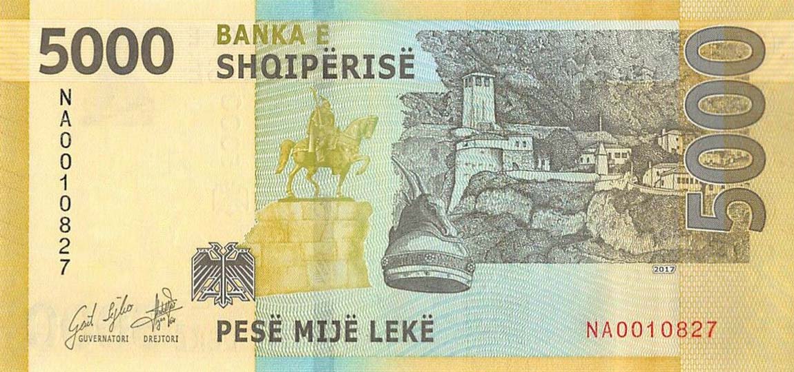 Back of Albania p80a: 5000 Leke from 2017