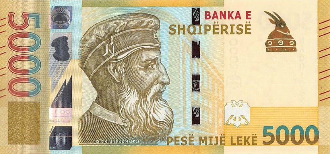 Front of Albania p80a: 5000 Leke from 2017