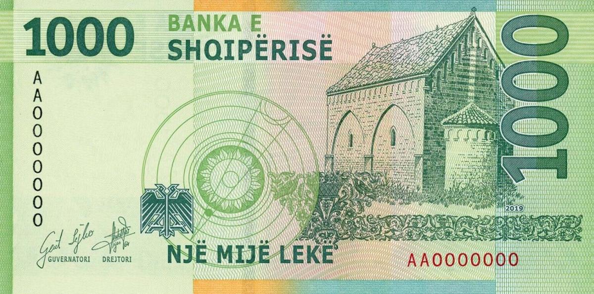 Back of Albania p78: 1000 Leke from 2019