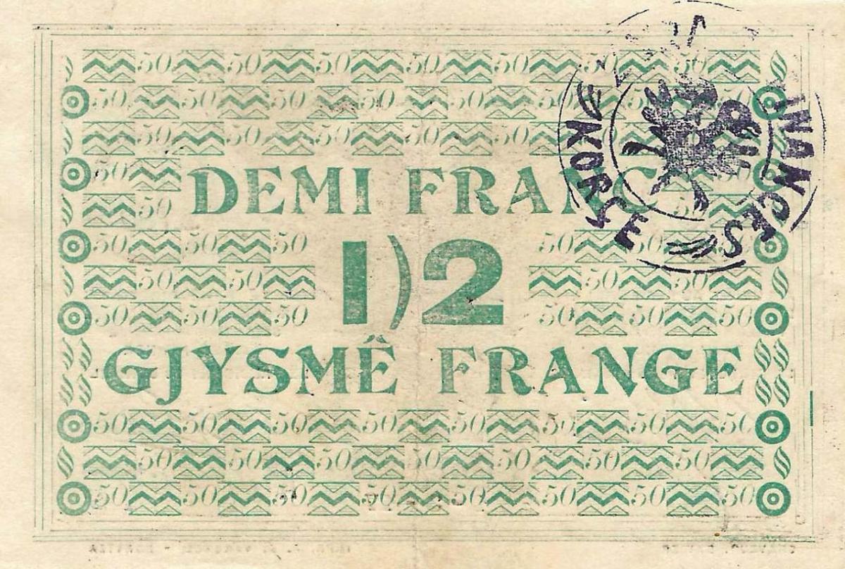 Back of Albania pS141a: 0.5  Franc from 1917