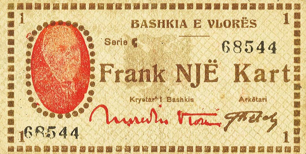 Front of Albania pS186: 1 Frank Kart from 1924