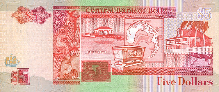 Back of Belize p58: 5 Dollars from 1996