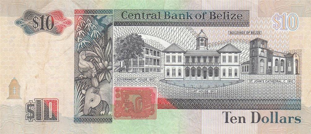 Back of Belize p59: 10 Dollars from 1996