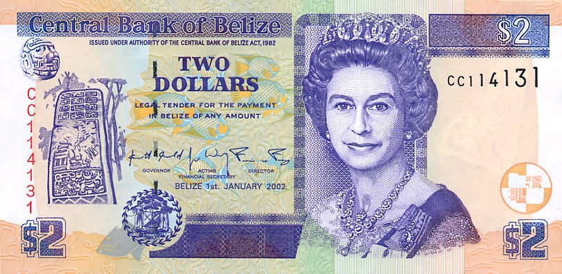 Front of Belize p60b: 2 Dollars from 2002