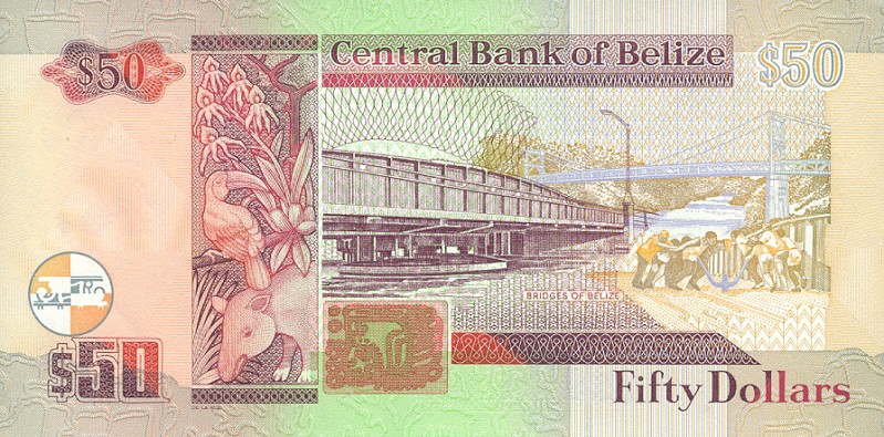 Back of Belize p64a: 50 Dollars from 1997
