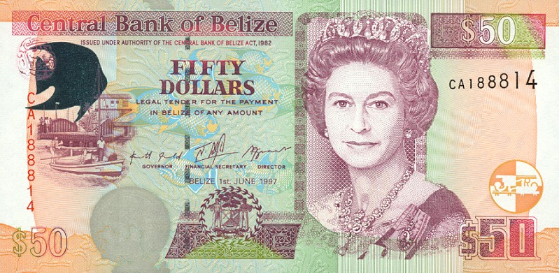 Front of Belize p64a: 50 Dollars from 1997