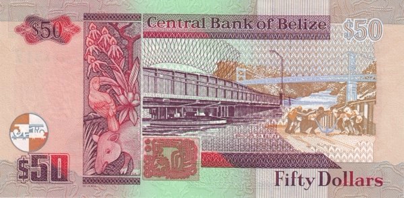 Back of Belize p64b: 50 Dollars from 2000
