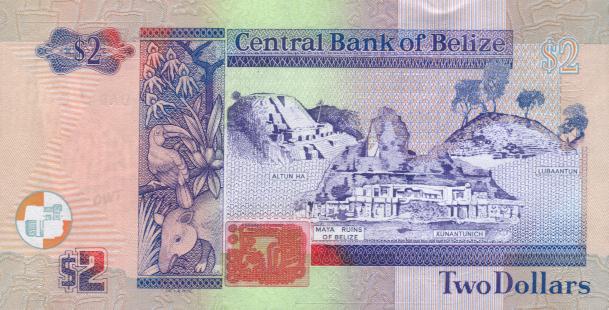 Back of Belize p66a: 2 Dollars from 2003