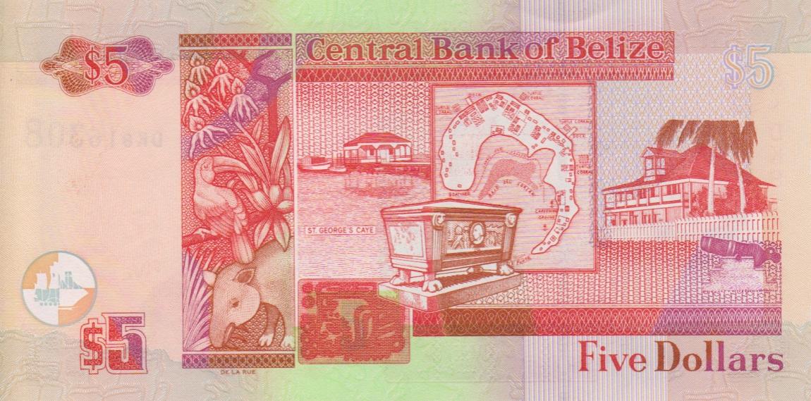 RealBanknotes.com > Belize p67d: 5 Dollars from 2009