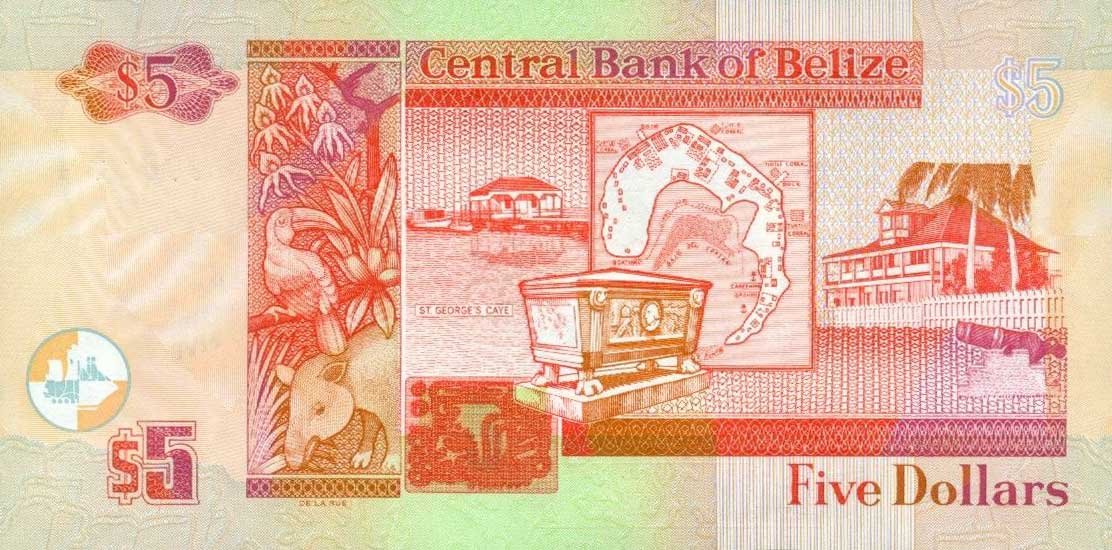 Back of Belize p67e: 5 Dollars from 2011