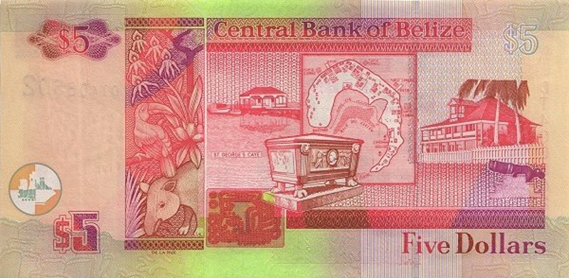 Back of Belize p67f: 5 Dollars from 2015