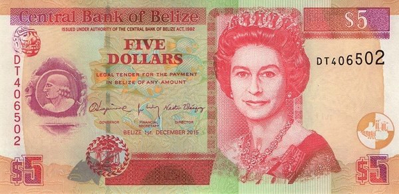 Front of Belize p67f: 5 Dollars from 2015