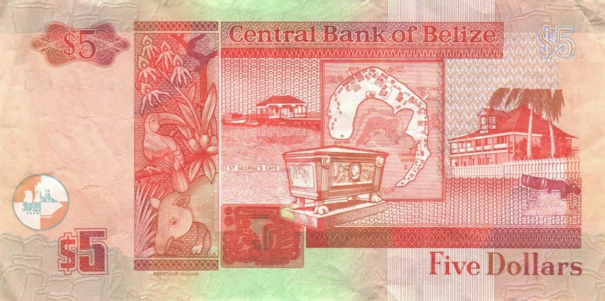 Back of Belize p67g: 5 Dollars from 2016