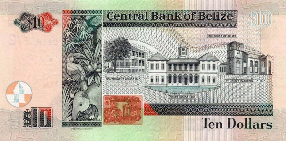 Back of Belize p68f: 10 Dollars from 2020