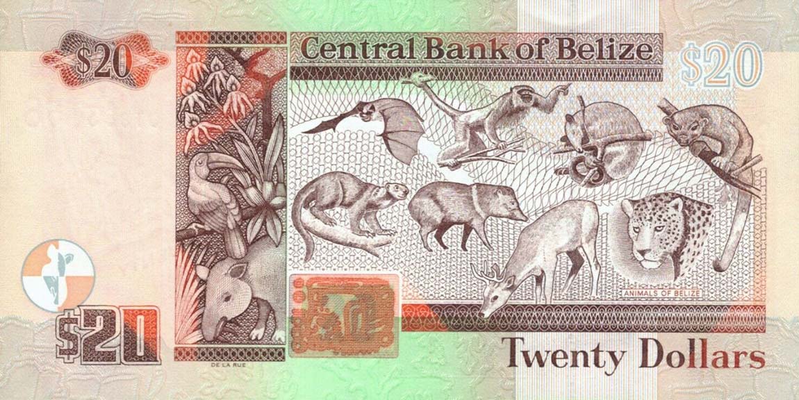 Back of Belize p69f: 20 Dollars from 2017