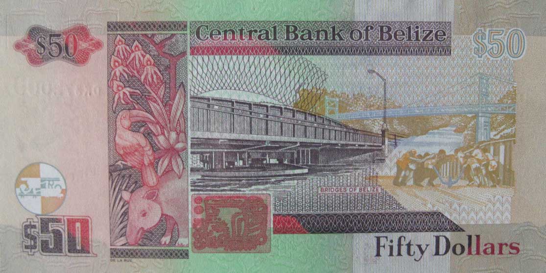 Back of Belize p70e: 50 Dollars from 2014