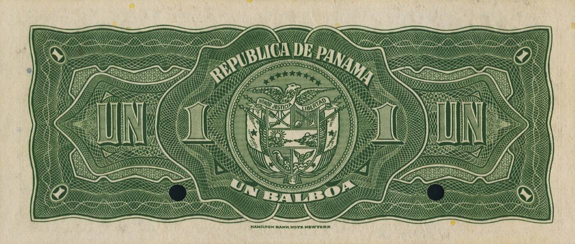 Back of Panama p22s: 1 Balboa from 1941