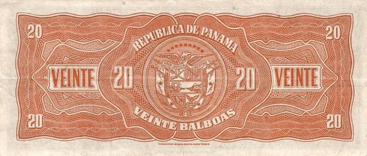 Back of Panama p25a: 20 Balboas from 1941