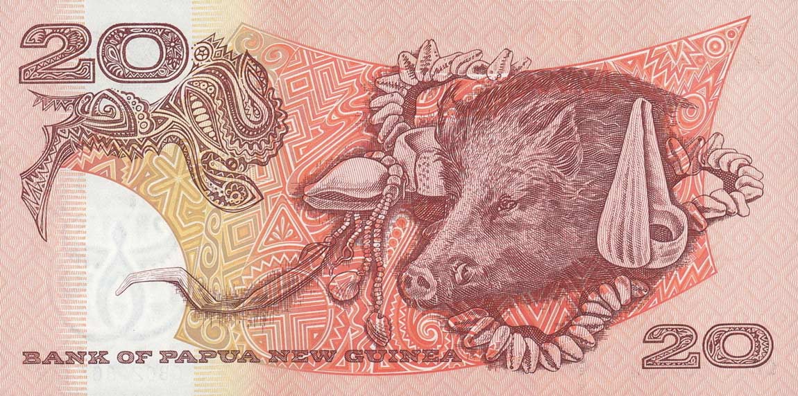 Back of Papua New Guinea p10e: 20 Kina from 2002