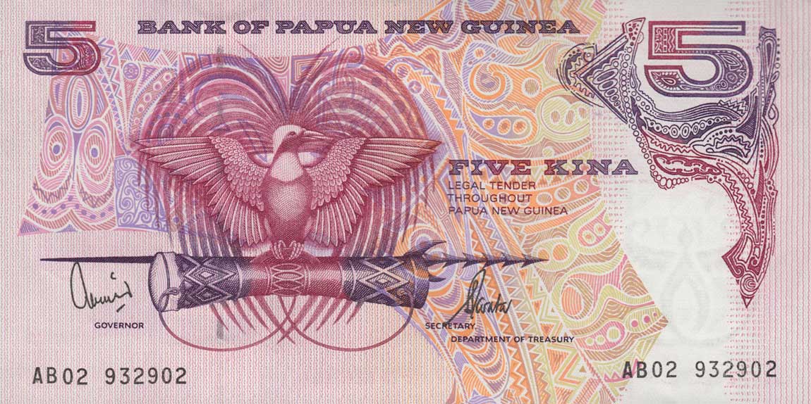 Front of Papua New Guinea p13e: 5 Kina from 2002