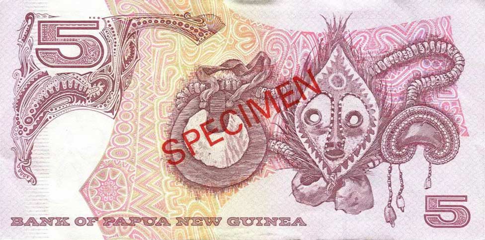 Back of Papua New Guinea p20s: 5 Kina from 2000