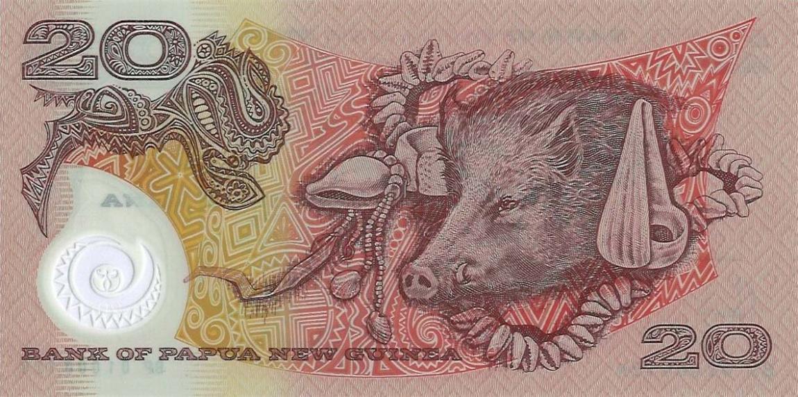 Back of Papua New Guinea p26A: 20 Kina from 2001