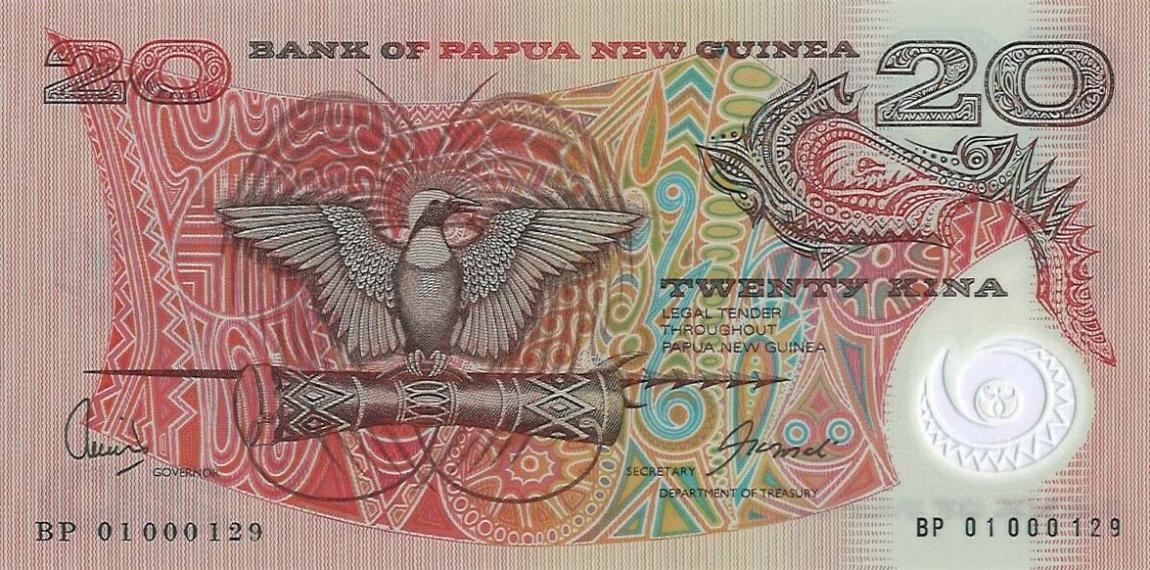 Front of Papua New Guinea p26A: 20 Kina from 2001