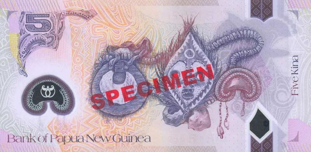 Back of Papua New Guinea p29s: 5 Kina from 2008