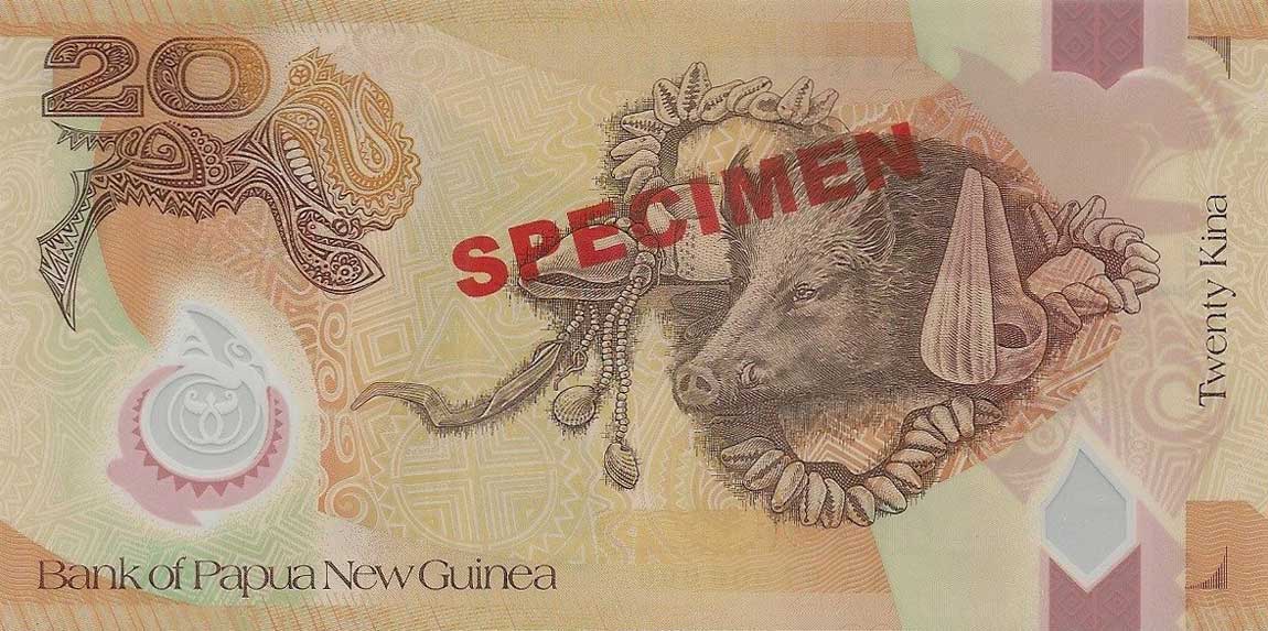 Back of Papua New Guinea p31s: 20 Kina from 2007