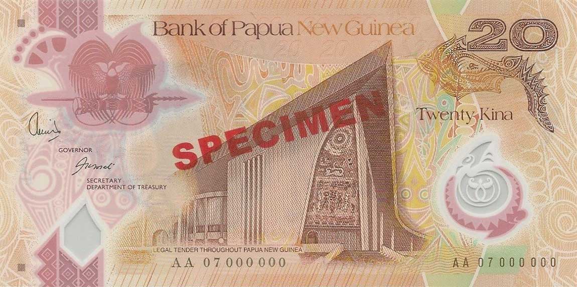 Front of Papua New Guinea p31s: 20 Kina from 2007