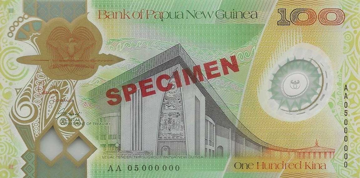 Front of Papua New Guinea p33s: 100 Kina from 2005