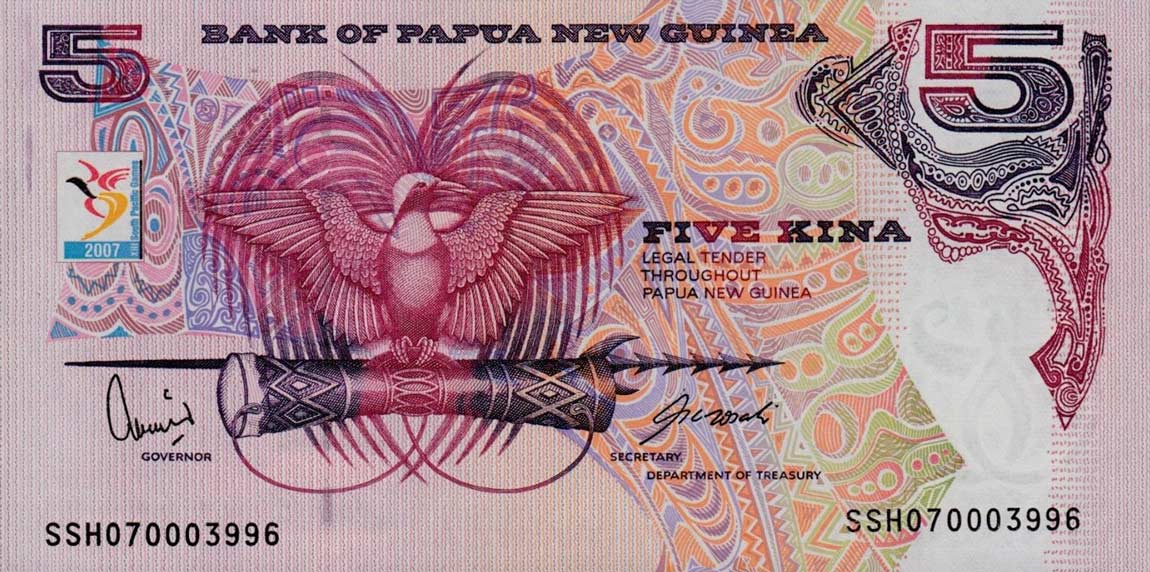 Front of Papua New Guinea p34a: 5 Kina from 2007