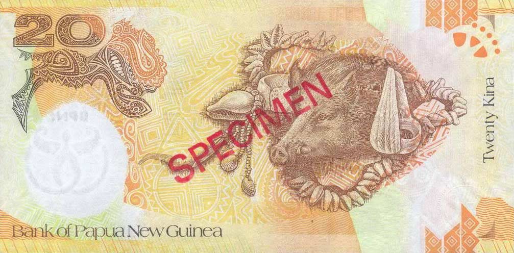 Back of Papua New Guinea p36s: 20 Kina from 2008