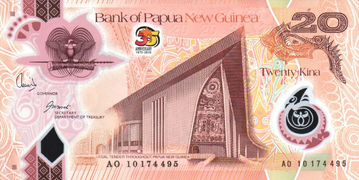 Front of Papua New Guinea p41: 20 Kina from 2010