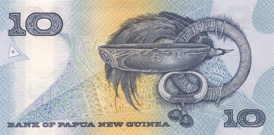 Back of Papua New Guinea p9d: 10 Kina from 1988