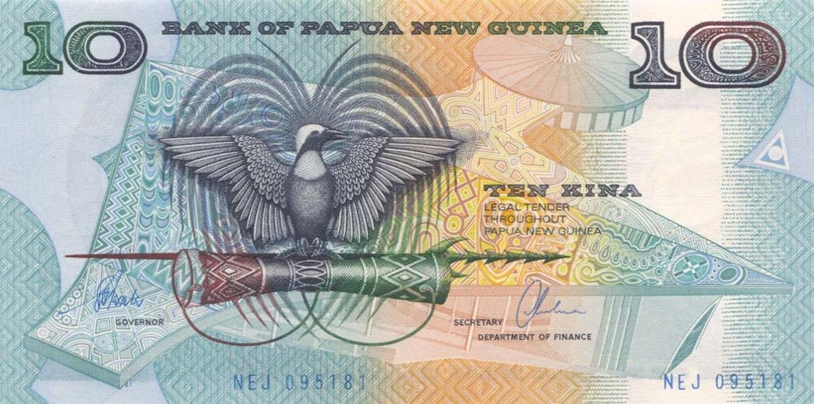 Front of Papua New Guinea p9d: 10 Kina from 1988