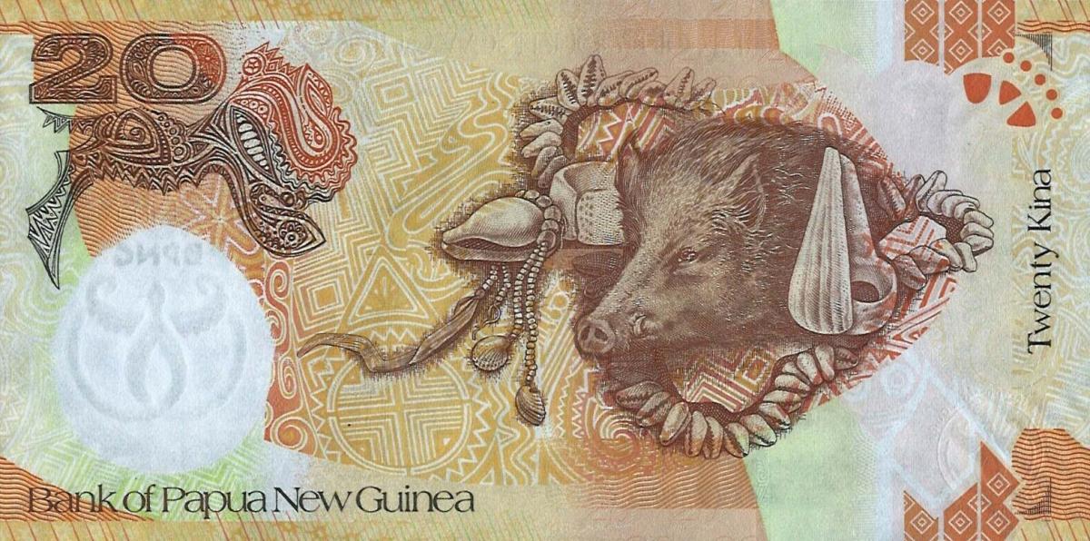 Back of Papua New Guinea p36r: 20 Kina from 2008