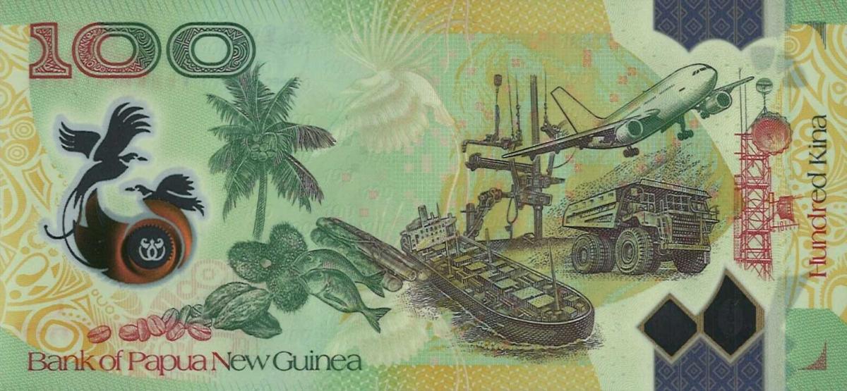 Back of Papua New Guinea p53: 100 Kina from 2018