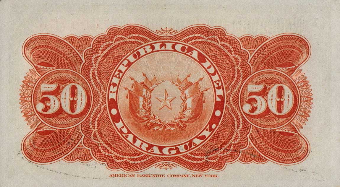 Back of Paraguay p105a: 50 Centavos from 1903