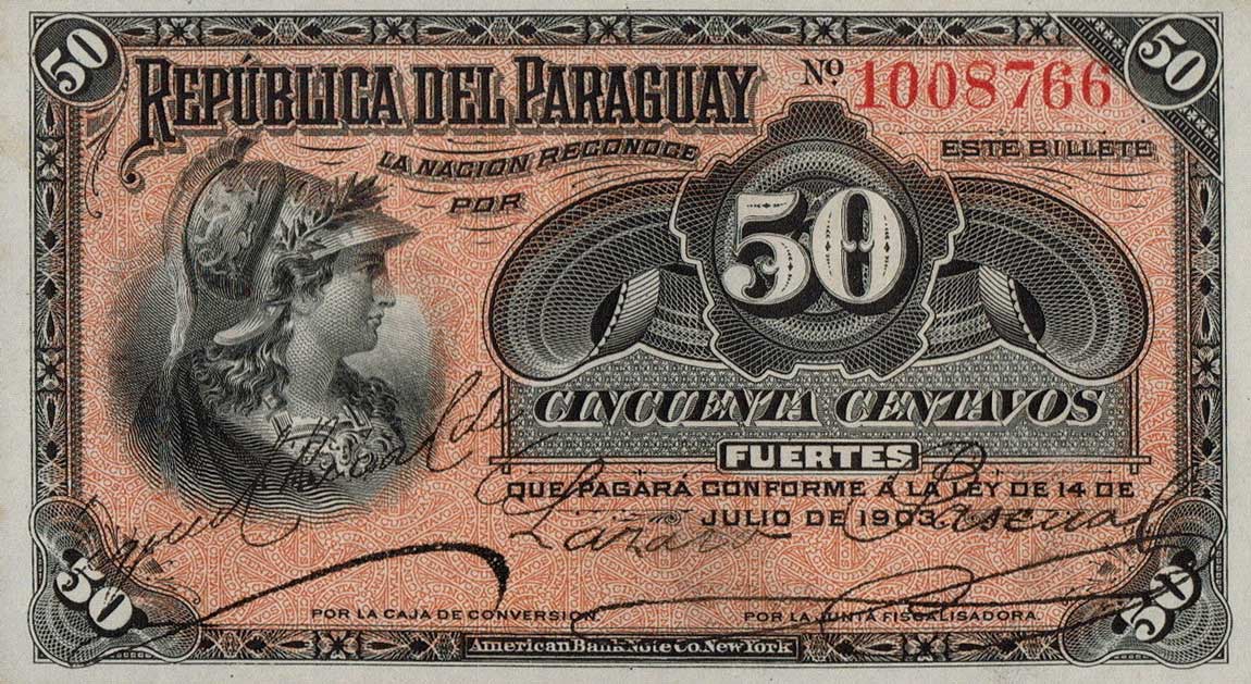 Front of Paraguay p105a: 50 Centavos from 1903