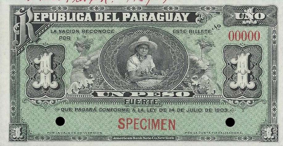 Front of Paraguay p106s1: 1 Peso from 1903