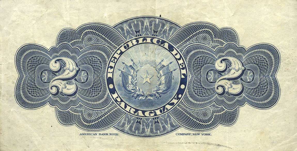 Back of Paraguay p107b: 2 Pesos from 1903